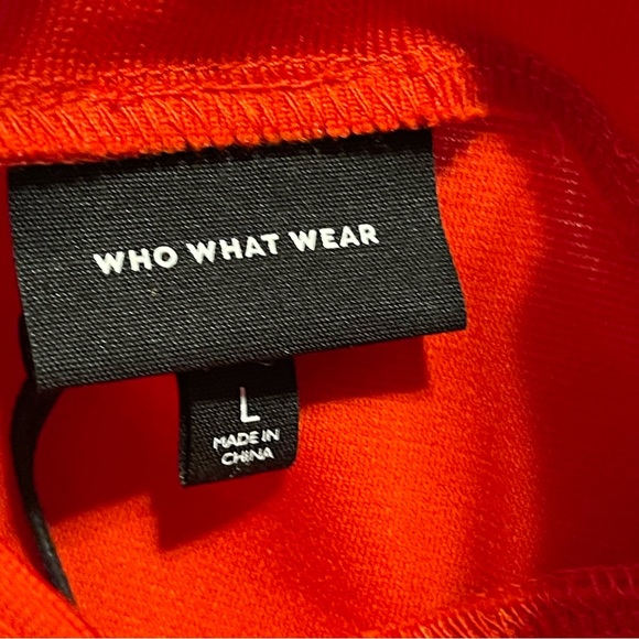 Who What Wear Long Sleeve Sheath Fiery Red Ruffle Dress Large - Picture 7 of 13